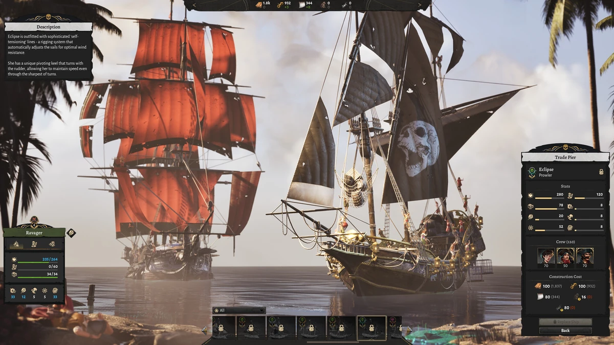ฉากการต่อสู้ทางยุทธวิธีของกองเรือโจรสลัดแบบเทิร์นเบสกลางทะเลในเกม Corsair Cove