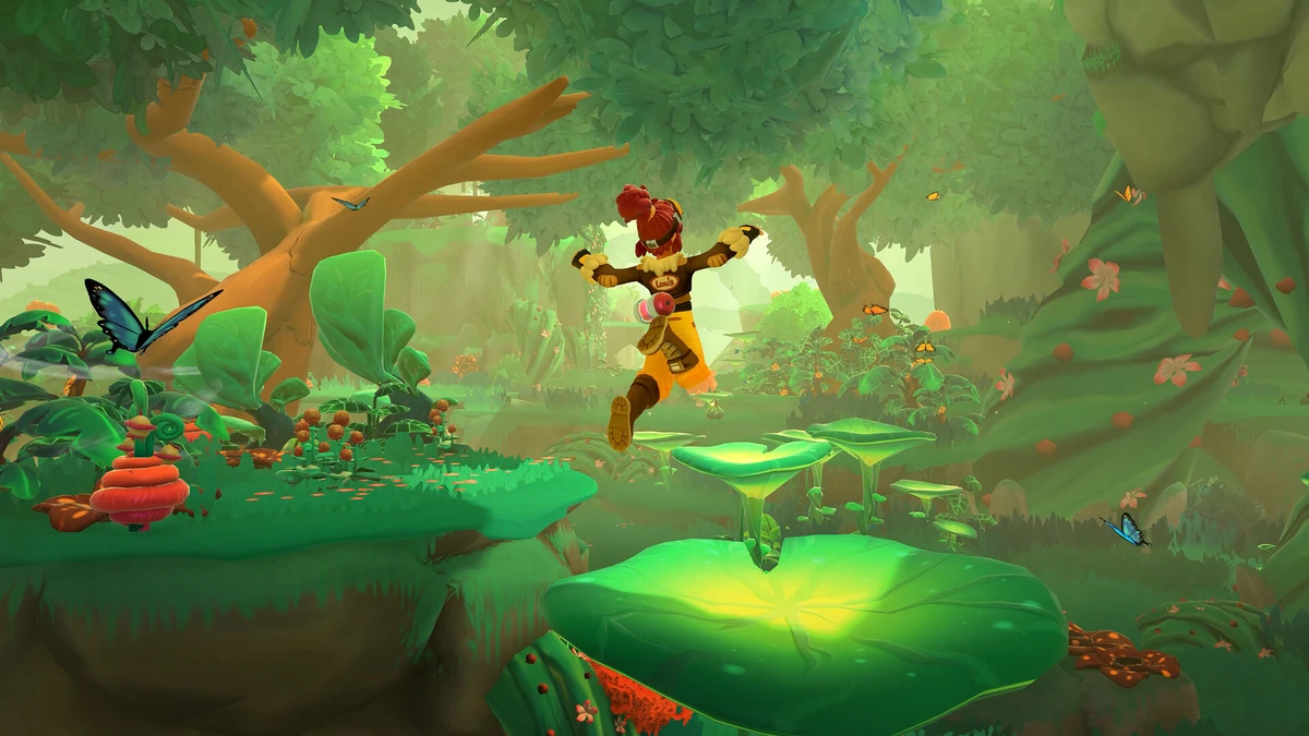ภาพการกระโดดสำรวจป่าดงดิบเขตร้อนในเกม Lou's Lagoon
