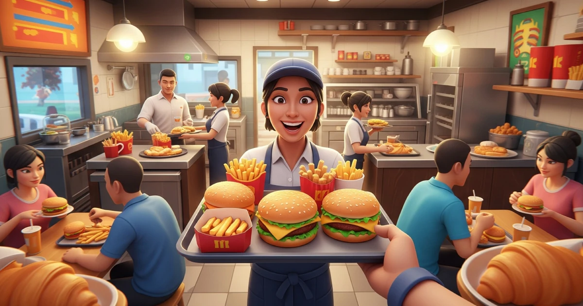 ภาพหน้าปกเกม Burger Shift Team Rush บรรยากาศครัวร้านฟาสต์ฟู้ดสุดวุ่นวาย