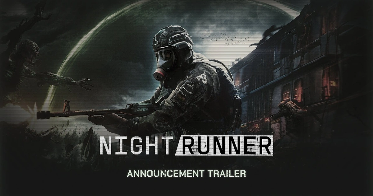 ภาพคีย์อาร์ตและโลโก้ทางการของเกม NightRunner