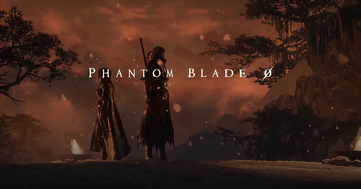 ภาพปกบทความแนะนำเกม Phantom Blade Zero พร้อมโลโก้เกมทางการพู่กันจีนสีแดงที่ผู้ใช้กำหนดและความคมชัดสูง