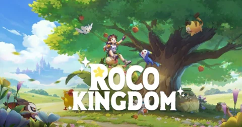 ภาพคีย์อาร์ตโปรโมตเกม Roco Kingdom พร้อมโลโก้เกมทางการ