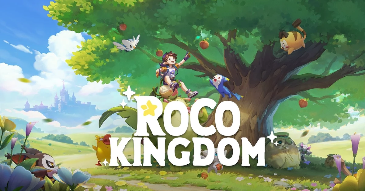 ภาพคีย์อาร์ตโปรโมตเกม Roco Kingdom พร้อมโลโก้เกมทางการ