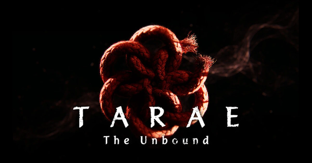 ภาพหน้าปกทางการเกม TARAE The Unbound แสดงสัญลักษณ์เงื่อนสีแดงและชื่อเกมจาก Steam