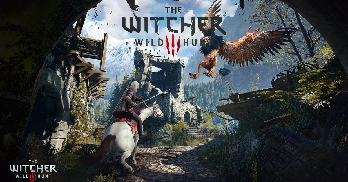 Geralt of Rivia ขี่ม้าชมทัศนียภาพของโลกกว้างในเกม The Witcher 3 Remastered