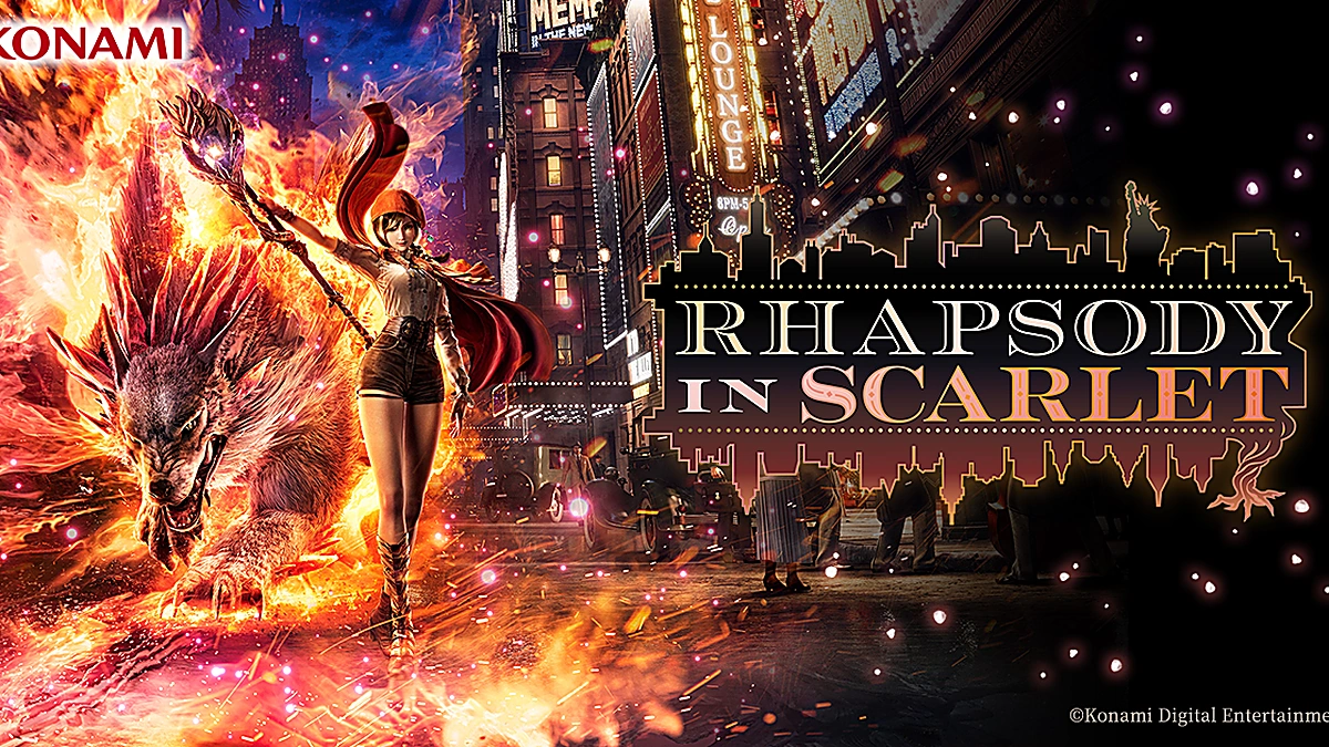 ภาพคีย์วิชวลและโลโก้ทางการของเกม Rhapsody in Scarlet