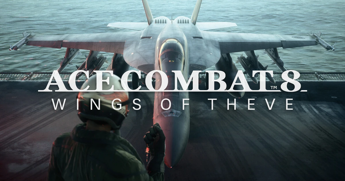 Ace Combat 8 ภาพเครื่องบินบนเรือพร้อมโลโก้เกม