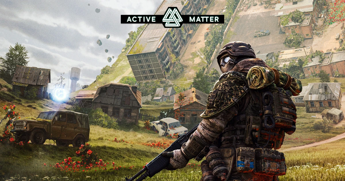 คีย์อาร์ต Active Matter ทหารมองหมู่บ้านที่ภูมิประเทศโค้งขึ้นฟ้า