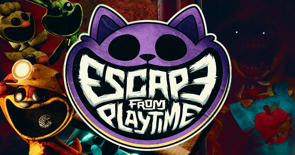 ภาพปกทางการ Escape from Playtime พร้อมโลโก้ชื่อเกมและแก๊ง Smiling Critters