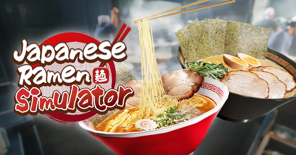 ภาพปกทางการ Japanese Ramen Simulator พร้อมโลโก้เกมและชามราเม็ง