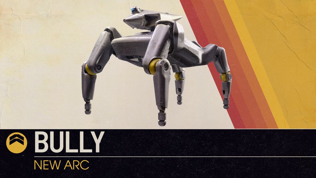 ภาพแนะนำ Bully หุ่น ARC สี่ขาสีเทาพร้อมข้อความ New ARC บนพื้นหลังสีเหลือง