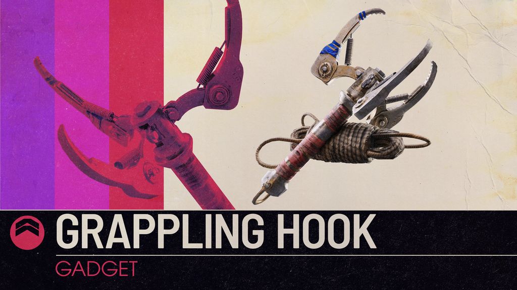 อุปกรณ์ตะขอเกี่ยวเชือก Grappling Hook สองมุมในภาพแนะนำแกดเจ็ตของ ARC Raiders