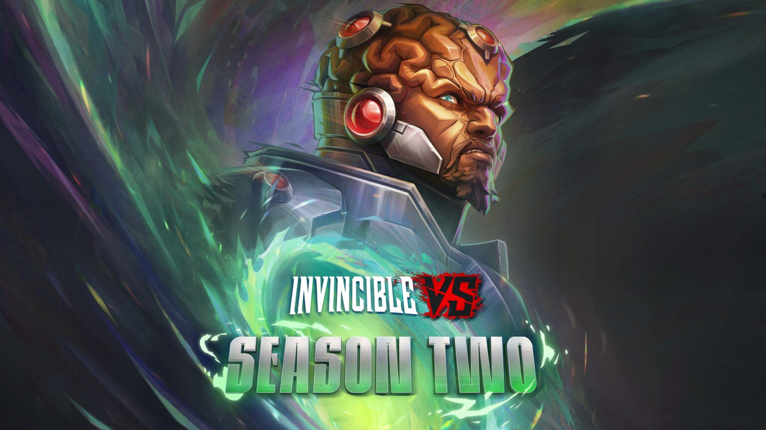 Angstrom Levy พร้อมชื่อเกม Invincible VS และข้อความ Season Two