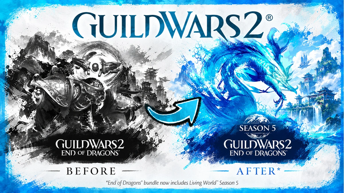 ภาพเปรียบเทียบ End of Dragons ก่อนและหลังเพิ่ม Living World Season 5