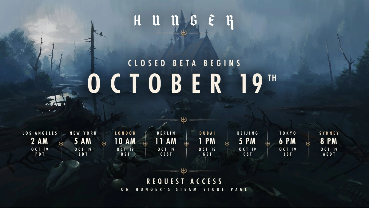 ภาพประกาศ HUNGER Closed Beta วันที่ 19 ตุลาคม พร้อมเวลาแปดเมือง
