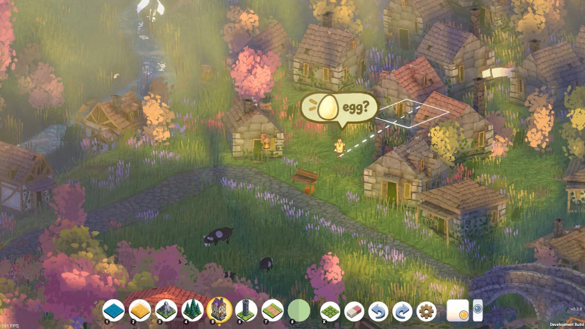 บ้านหินกับทุ่งดอกไม้และนกสีเหลืองที่มีบับเบิลไข่ใน Brushland