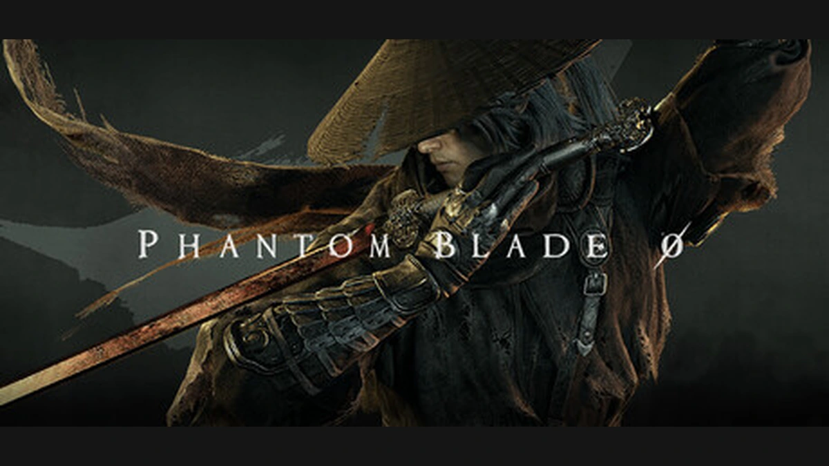 ภาพโปรโมตนักรบผมยาวสวมหมวกปีกกว้างถือดาบ พร้อมโลโก้ Phantom Blade Ø