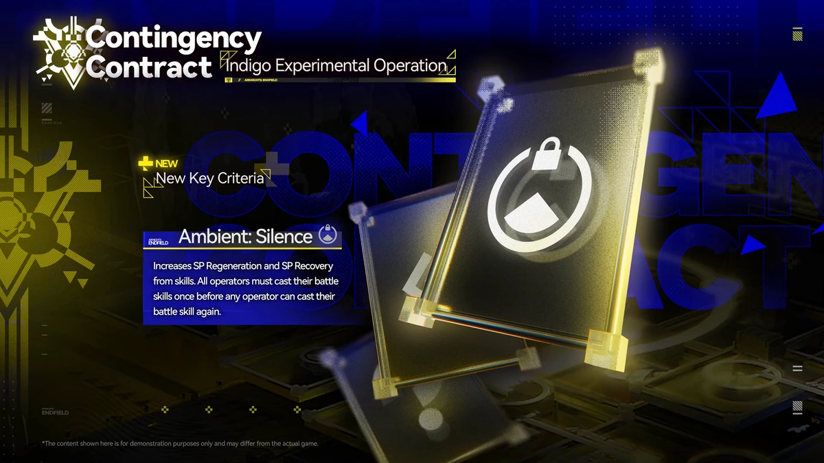 ภาพอธิบาย เงื่อนไขความเงียบ ใน Contingency Contract Indigo Experimental Operation พร้อมเงื่อนไข SP