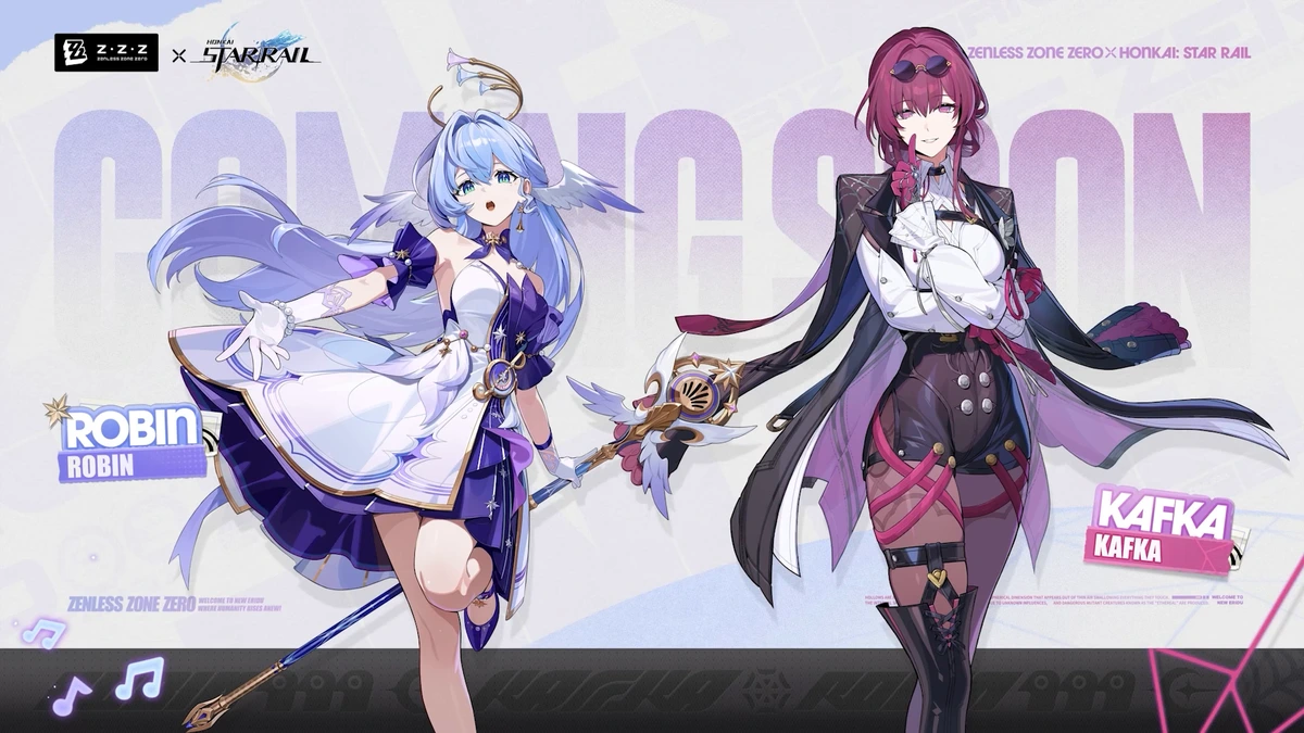หญิงผมสีฟ้าและหญิงผมม่วงแดงข้างชื่อในภาพคอลแลป