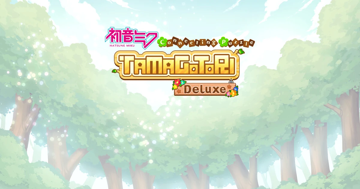 โลโก้ Hatsune Miku Connecting Puzzle TAMAGOTORI Deluxe บนฉากป่า
