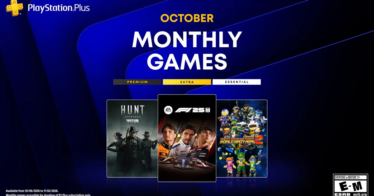 PS Plus October 2026 ภาพรวม F1 25, Hunt: Showdown 1896 และ Earth Defense Force: World Brothers 2